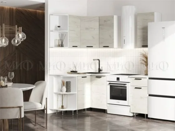 МИФ Кухня Рио NEW угловая 2.0х1.3м дуб крафт белый Столешница Кастилло темный дуб крафт белый